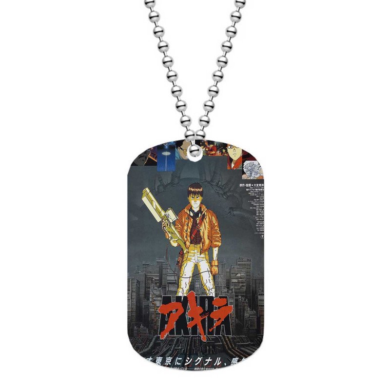 Zavstyle Akira With Gun Dog Tag Military Stainless Steel