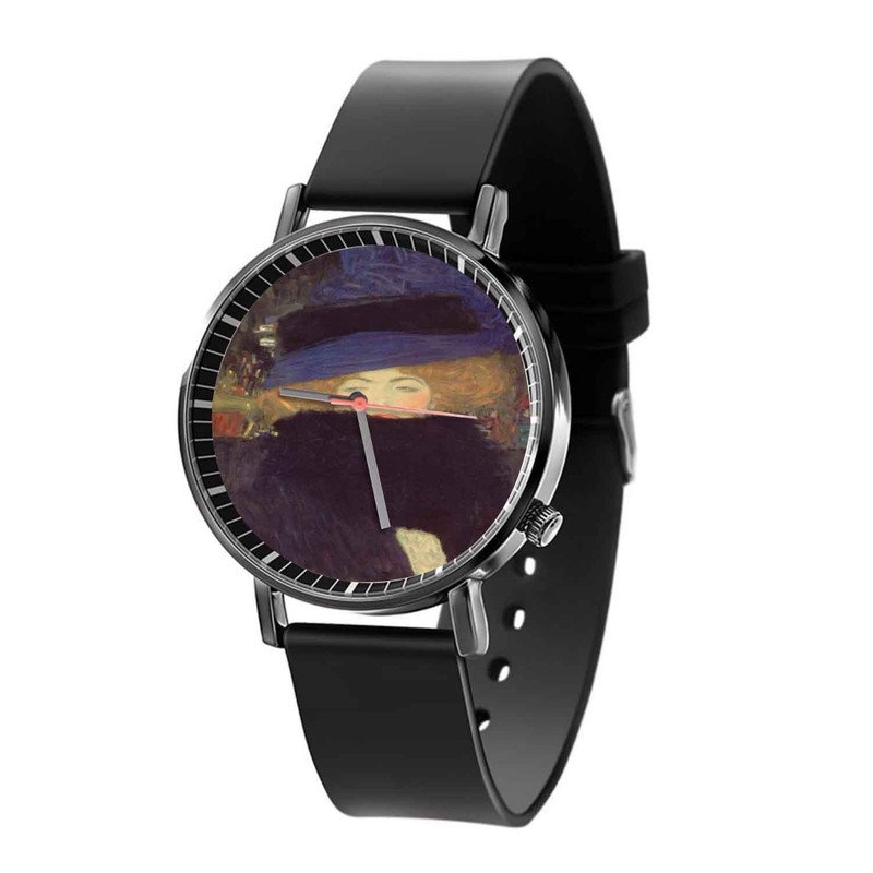 Zavstyle Klimt Gustav Lady with Hat and Feather Boa Quartz Watch