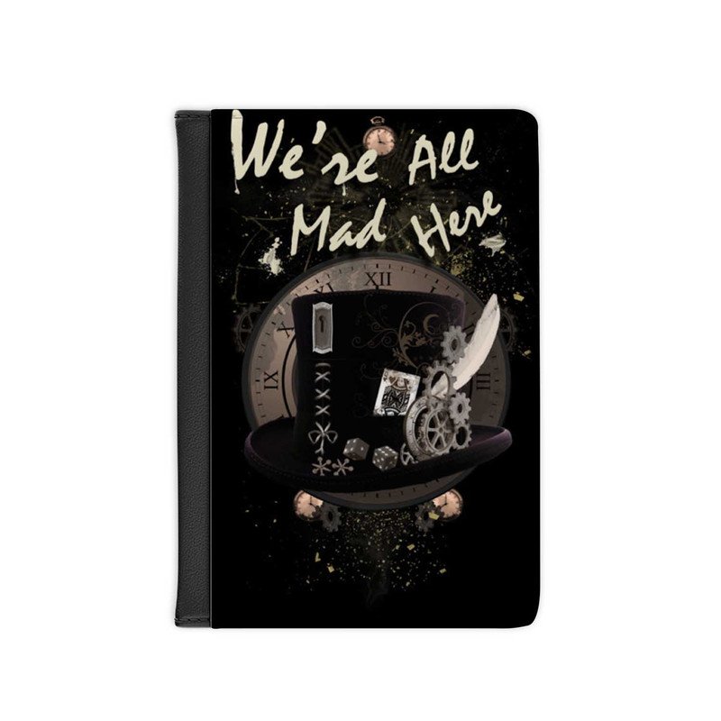 Zavstyle Mad Hatter Steampunk Alice in Wonderland Passport Cover