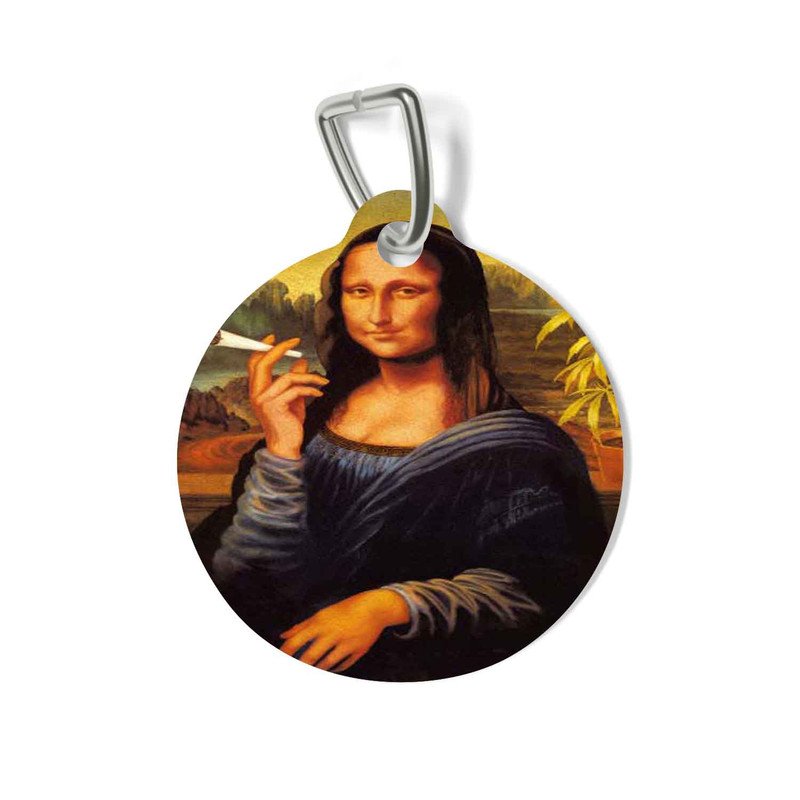 Zavstyle Mona Lisa Smoking Joint Pet Tag