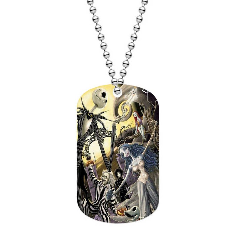 Zavstyle Nightmare Before Christmas and Corpse Bride Dog Tag Military Stainless Steel