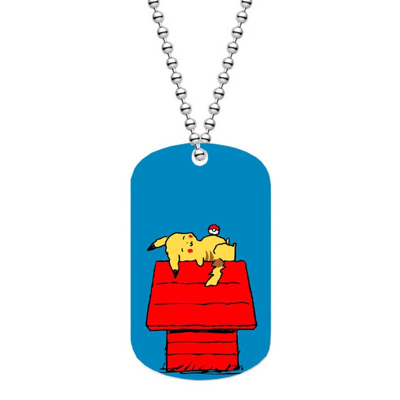 Zavstyle Pokemon Pikachu Snoopy Peanuts Dog Tag Military Stainless Steel