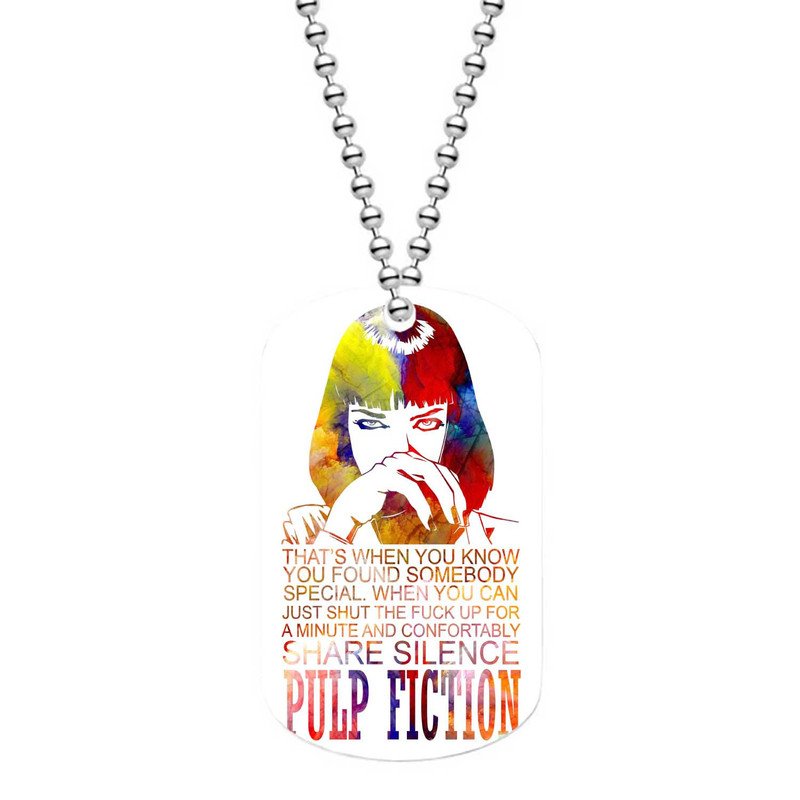Zavstyle Pulp Fiction Uma Thurman Quotes Dog Tag Military Stainless Steel