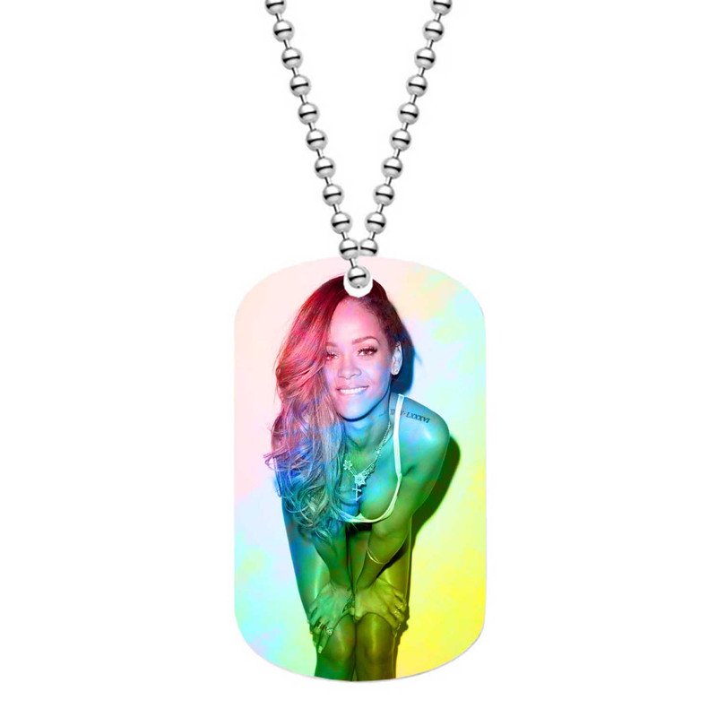Zavstyle Rihanna Rainbow Dog Tag Military Stainless Steel