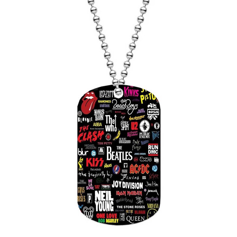Zavstyle Rolling Stones Ramones The Beatles Kiss ACDCDog Tag Military Stainless Steel