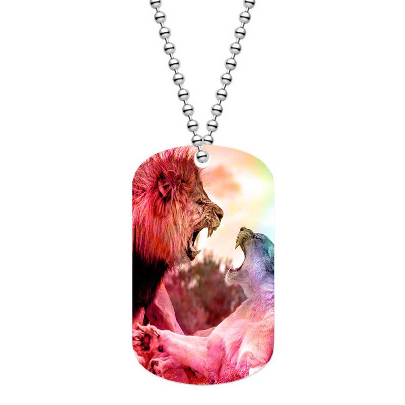 Zavstyle Scream Lion Battle Dog Tag Military Stainless Steel