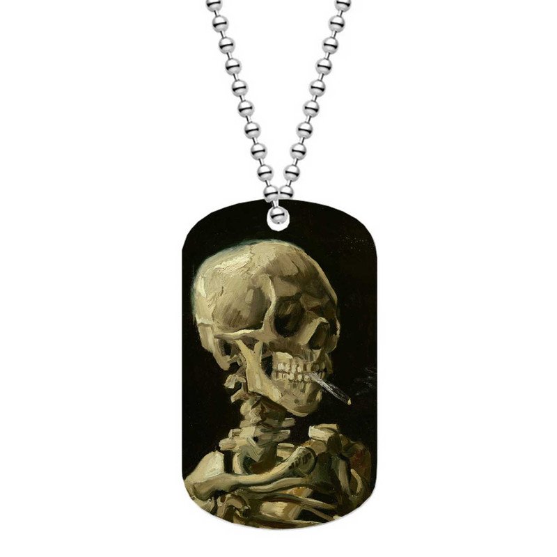 Zavstyle Skull With Cigarette Vincent Van Gogh Dog Tag Military Stainless Steel