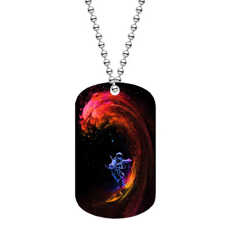 Zavstyle Space Surfing Galaxy Dog Tag Military Stainless Steel