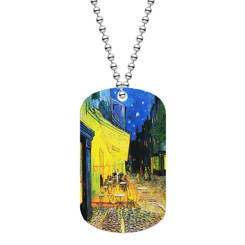Zavstyle The Cafe Terrace on The Night Van Gogh s Dog Tag Military Stainless Steel