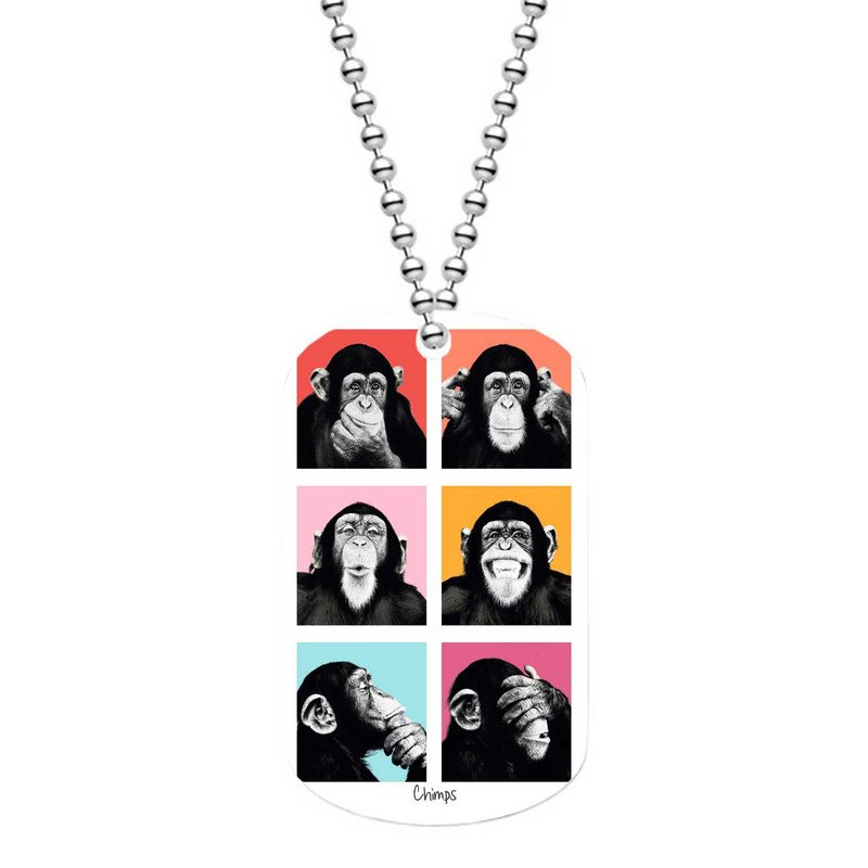 Zavstyle The Chimp Pop Dog Tag Military Stainless Steel