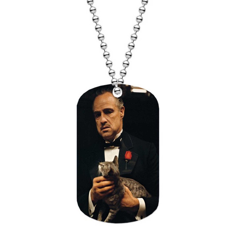 Zavstyle The Godfather WIth Cat Dog Tag Military Stainless Steel