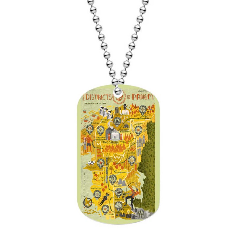 Zavstyle The Hunger Games Map Dog Tag Military Stainless Steel