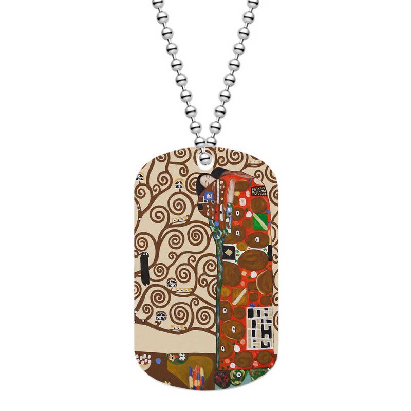 Zavstyle The Tree of Life Stoclet Frieze Gustav Klimt Dog Tag Military Stainless Steel