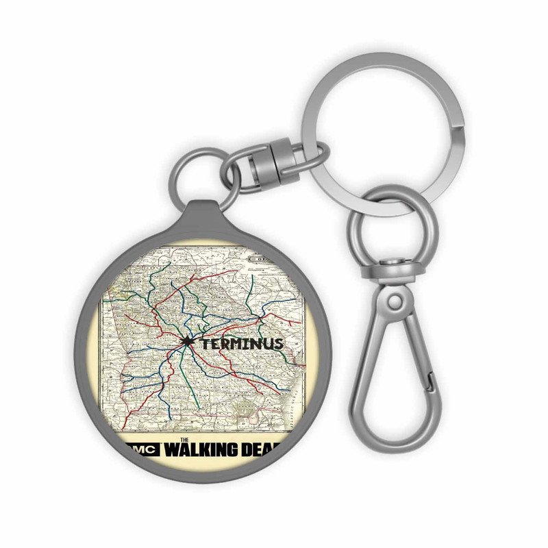 Zavstyle The Walking Dead Map Keyring Tag Accessories