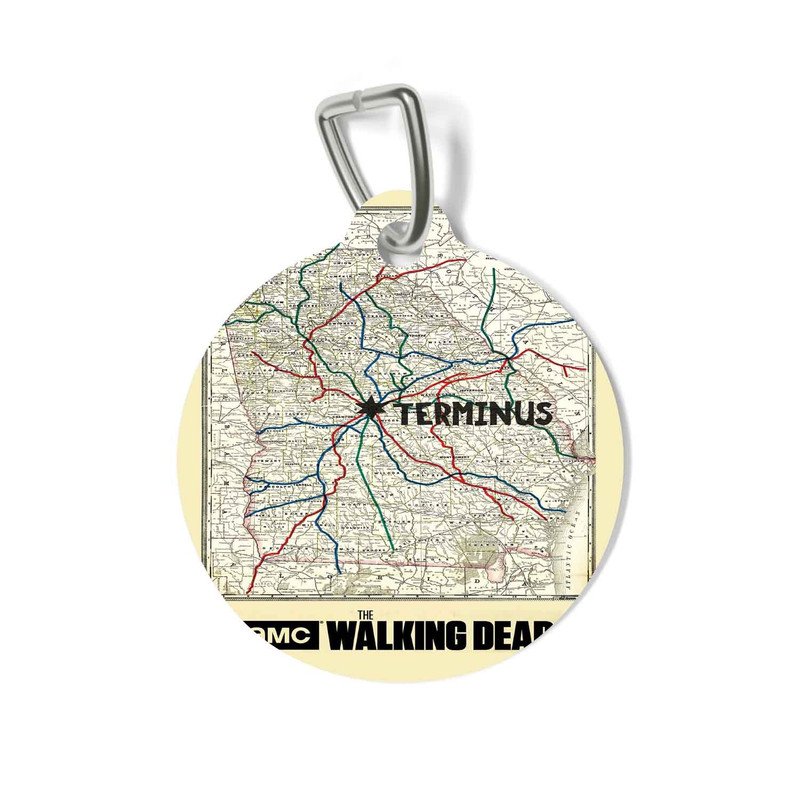 Zavstyle The Walking Dead Map Pet Tag