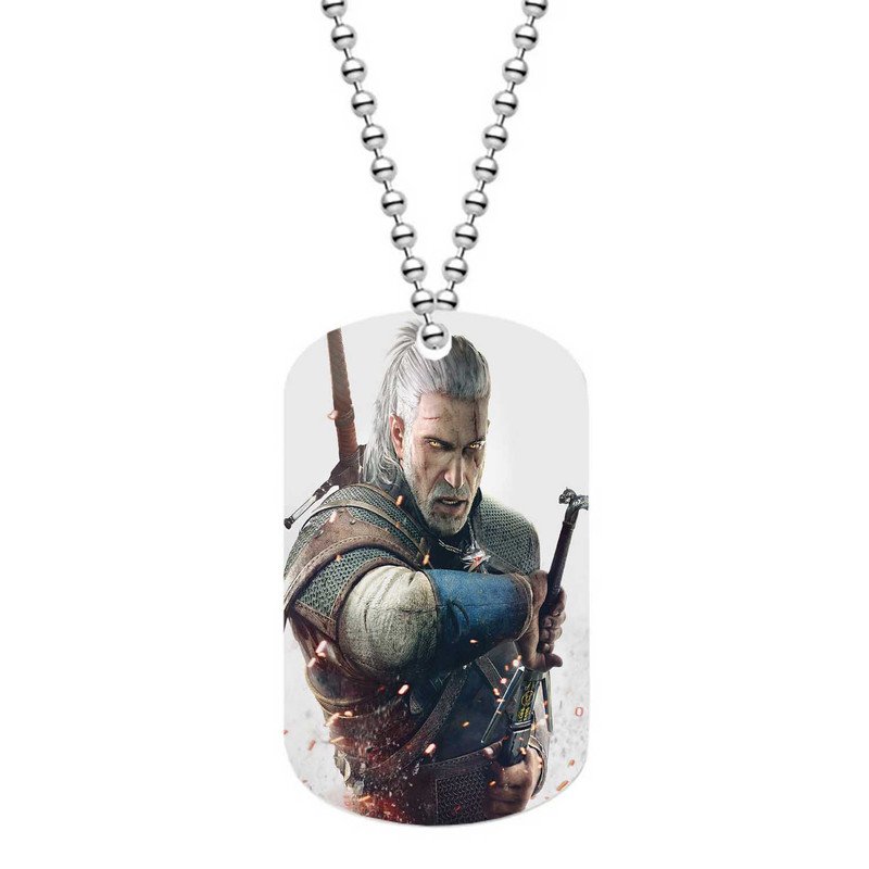 Zavstyle The Witcher 3 Wild Hunt Geralt Two Sword Dog Tag Military Stainless Steel