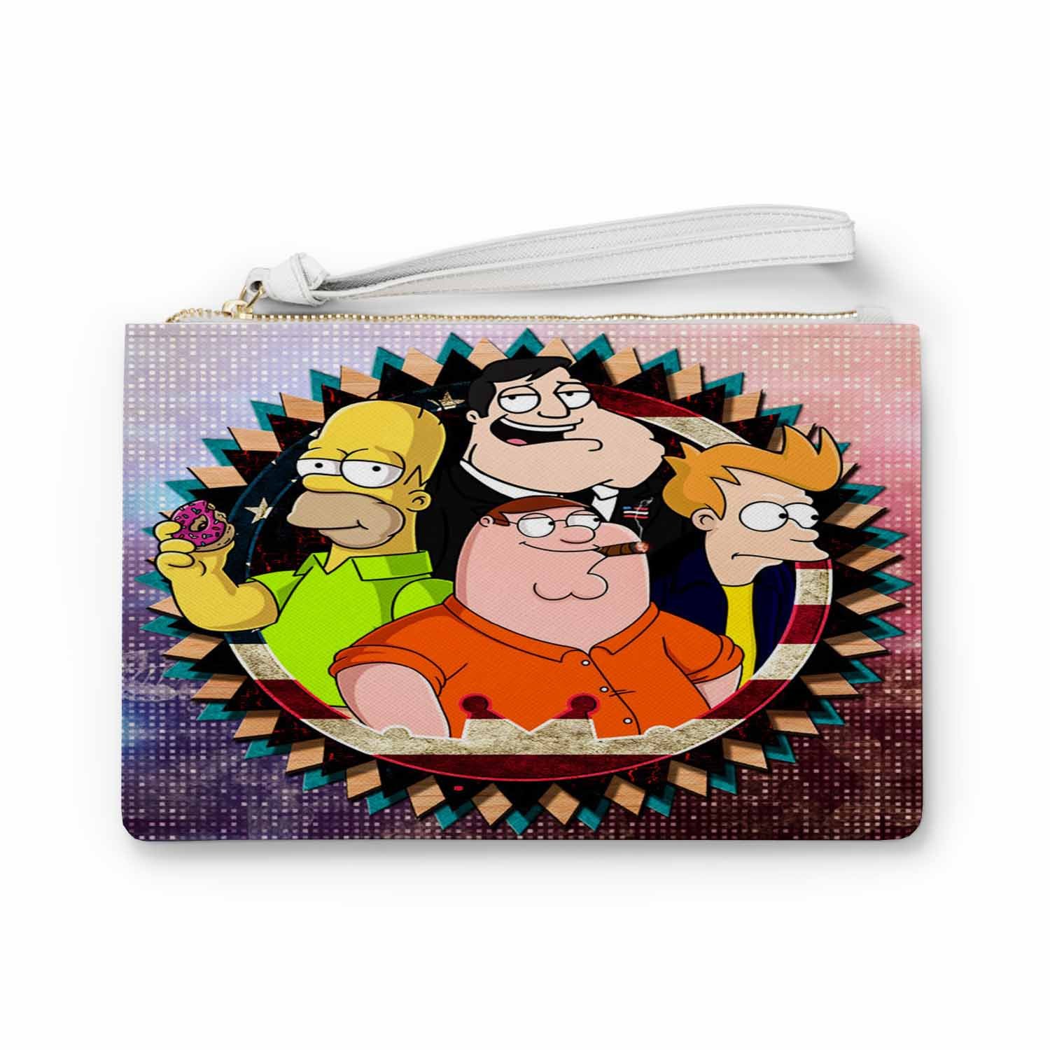 Zavstyle American Dad Futurama The Simpsons Family Guy Clutch Bag PU Faux Leather