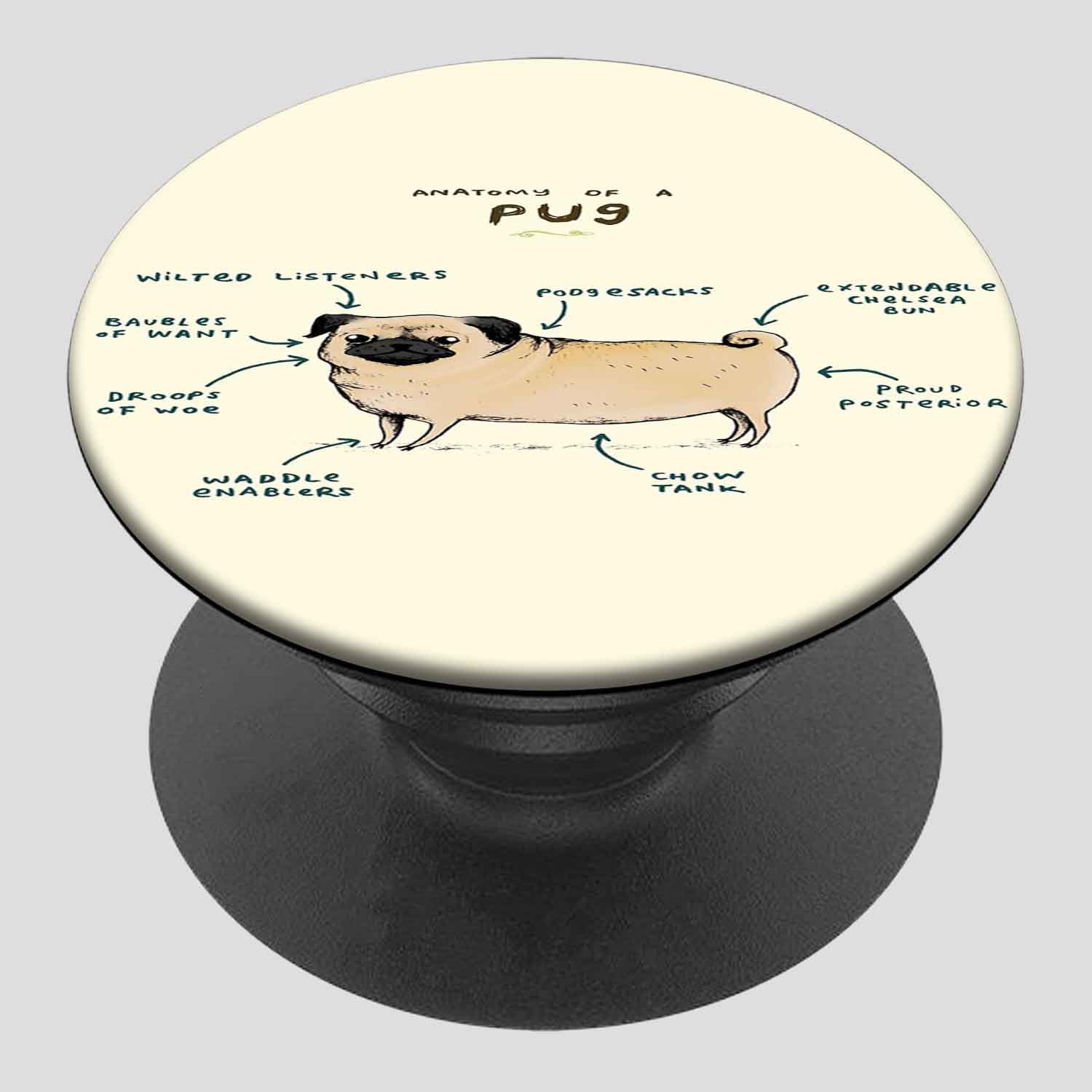 Zavstyle Anatomy of a Pug Pop able Phone Stands Phone Grip