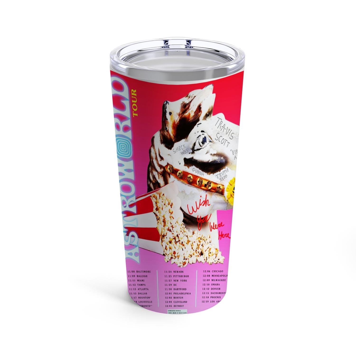 Zavstyle TRAVIS SCOTT ASTROWORLD WISH YOU WERE HERE TOUR Tumbler Stainless Steel 20oz