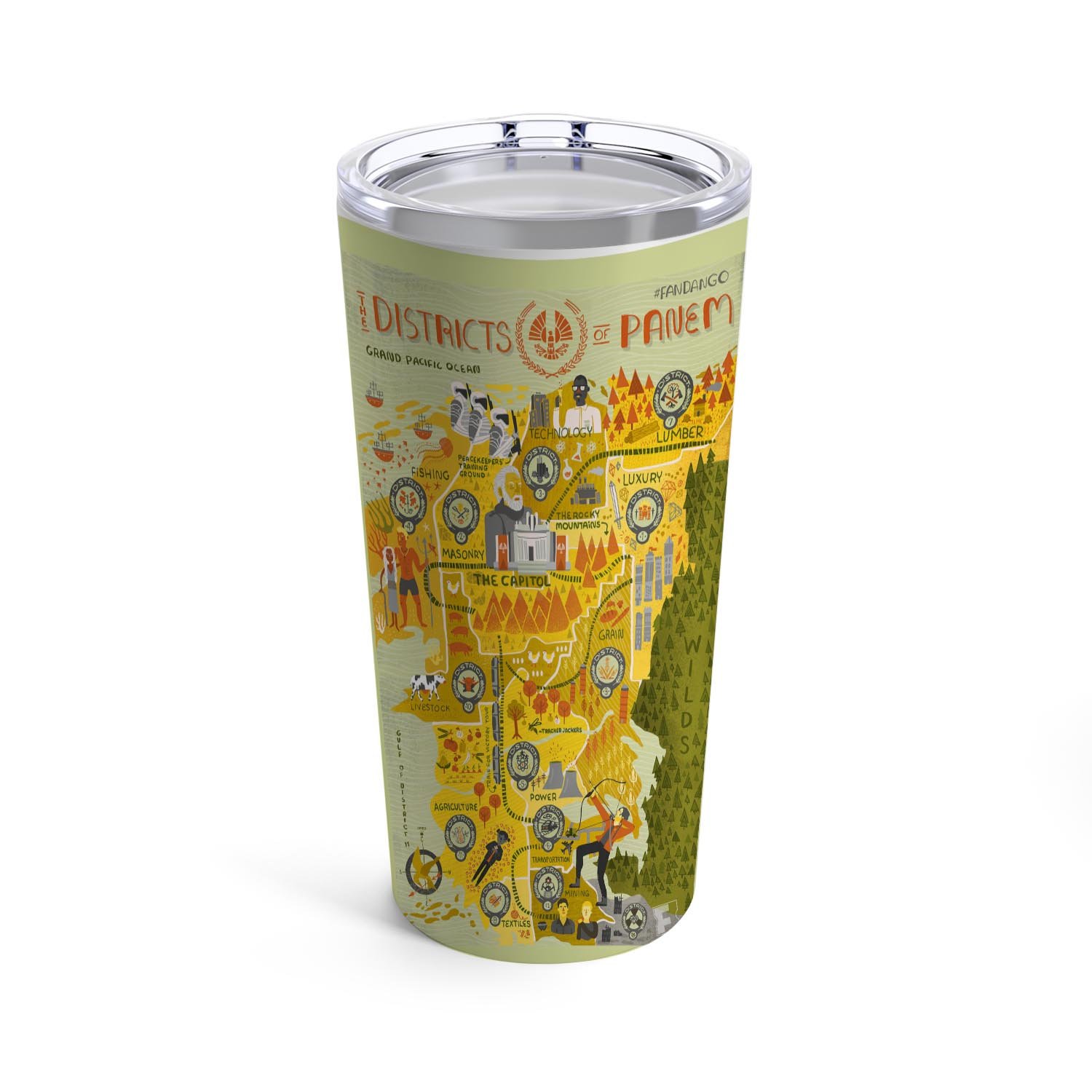 Zavstyle The Hunger Games Map Tumbler Stainless Steel 20oz