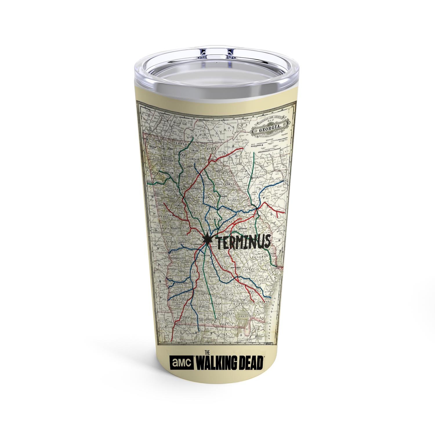 Zavstyle The Walking Dead Map Tumbler Stainless Steel 20oz